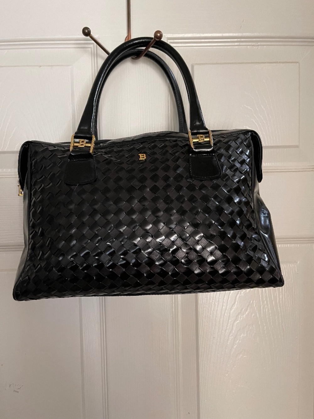 🚫SOLD🚫 Vintage Bally Black Woven Leather Satchel – Made in Italy